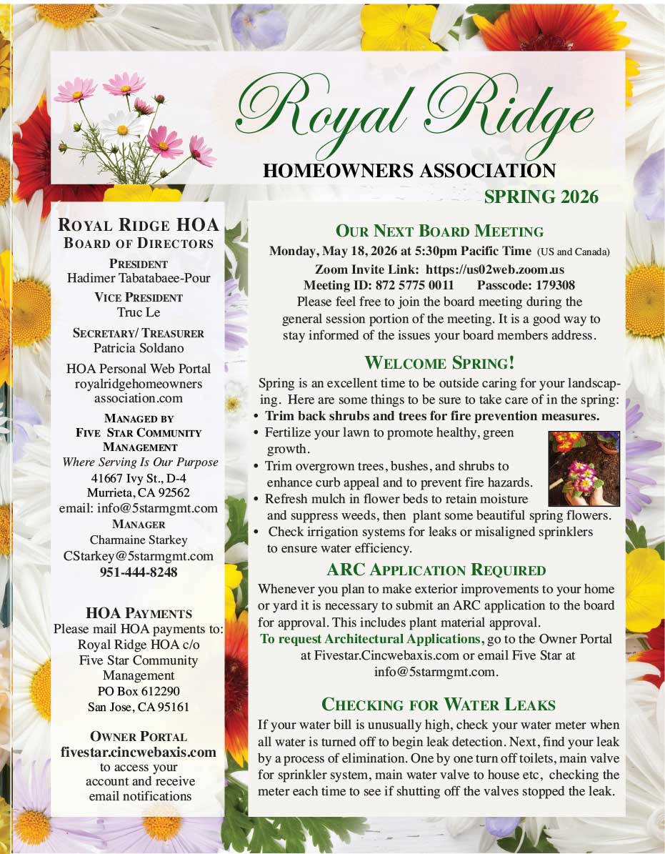 Royal Ridge-Spring Newsletter 2026